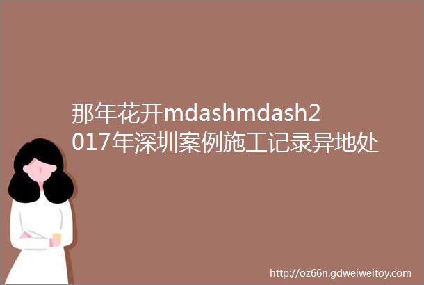 那年花开mdashmdash2017年深圳案例施工记录异地处女作